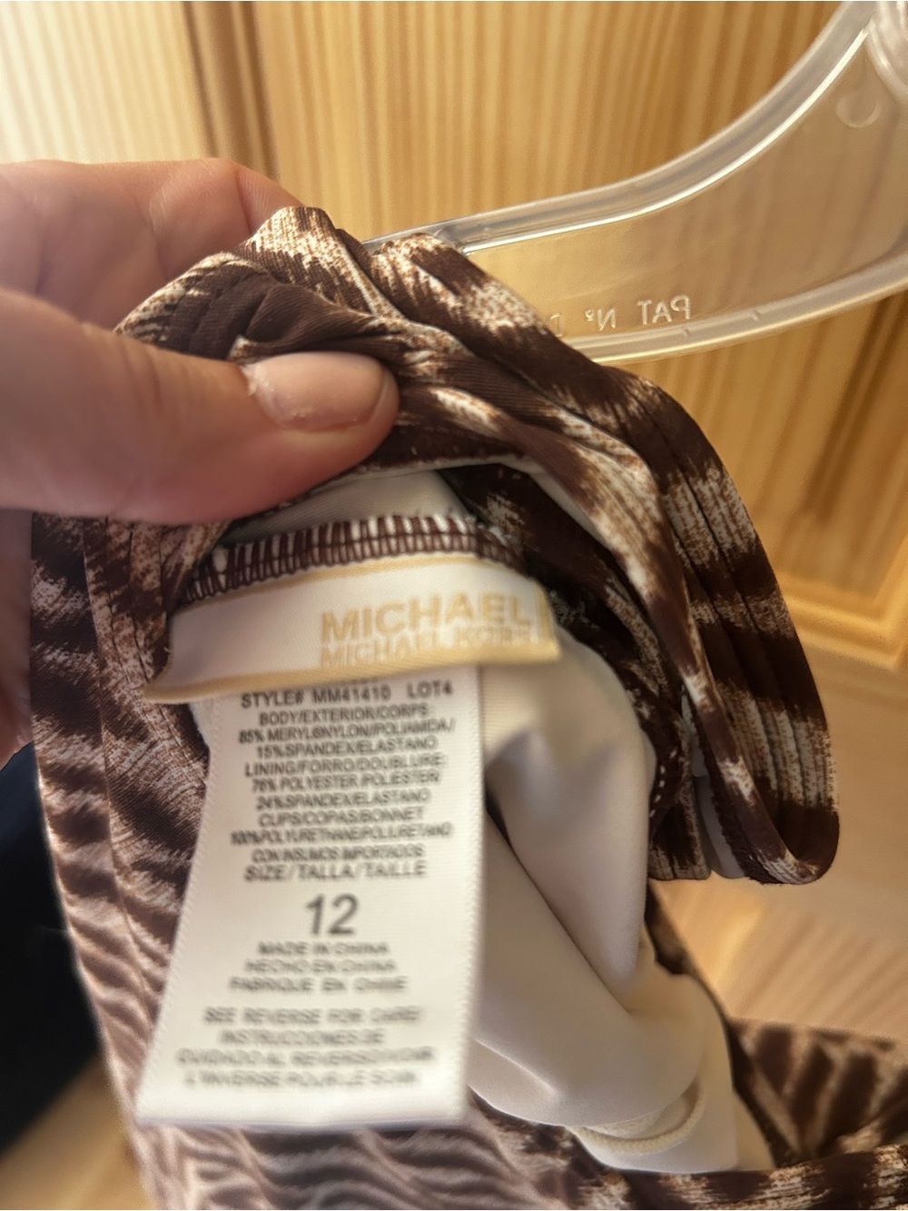 women’s Michael Kors swimsuit Zebra Print One-Piece Swimsuit - brown & Cream - Picture 4 of 4